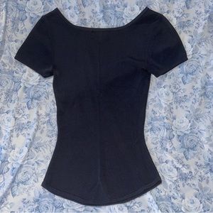 Vintage Tee Soft Stretchy Ribbed Black T Shirt Small Goth Emo Baddie Aesthetic